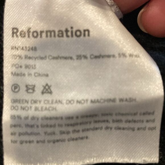 Reformation Cashmere Black Ribbed Scoop Neck Mia Cashmere Sweater XL - Picture 8 of 8